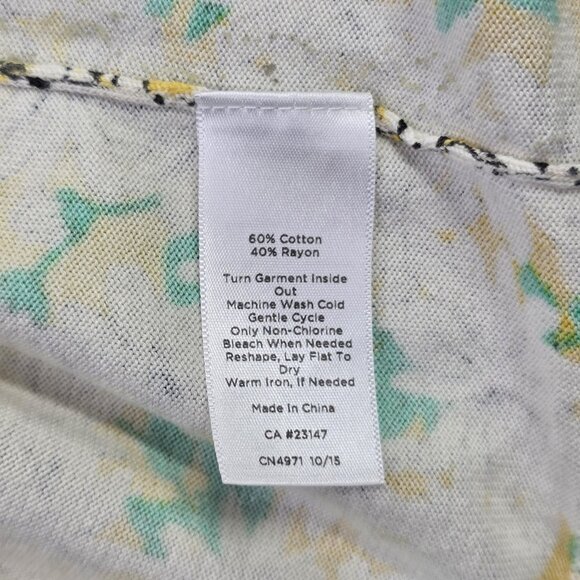 Talbots Cardigan Sweater Womens M Yellow Daisy Floral Button Front 3/4 Sleeve - Picture 12 of 12